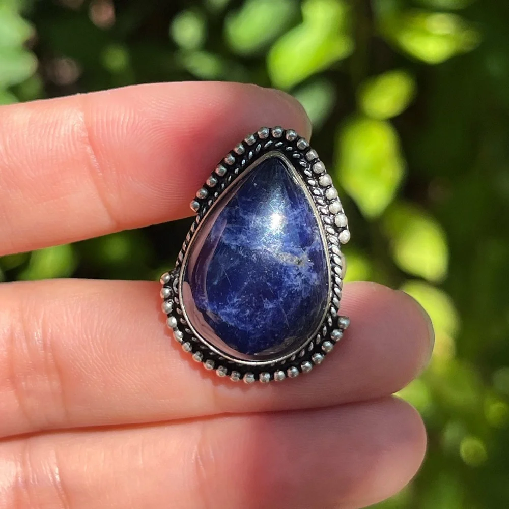 Size 6.25 925 silver plated‎ sodalite ring
